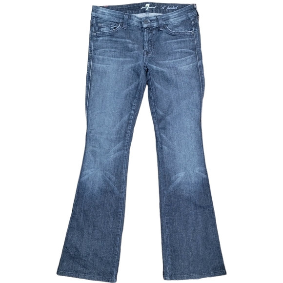 7 For All Mankind A Pocket Blue Denim Dark Wash Faded Jeans Cotton Blend Size 27 - Picture 1 of 16
